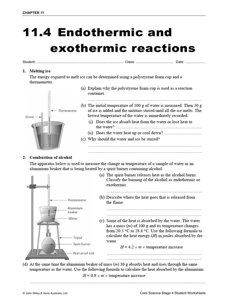 Endothermic vs Exothermic Reactions Worksheet | PDF