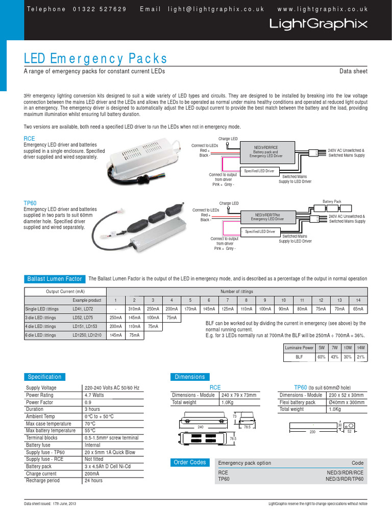 BLF LED Emergency Packs | PDF | Light Emitting Diode | Mains Electricity