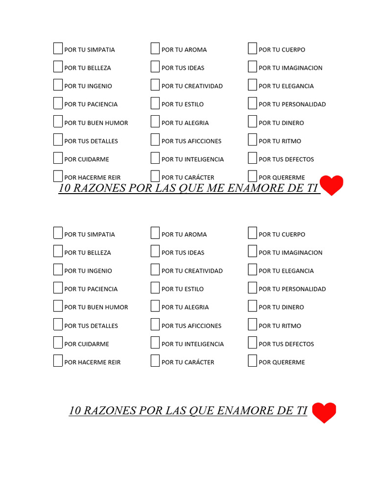 10 Razones Por Las Que Me Enamore de Ti | PDF