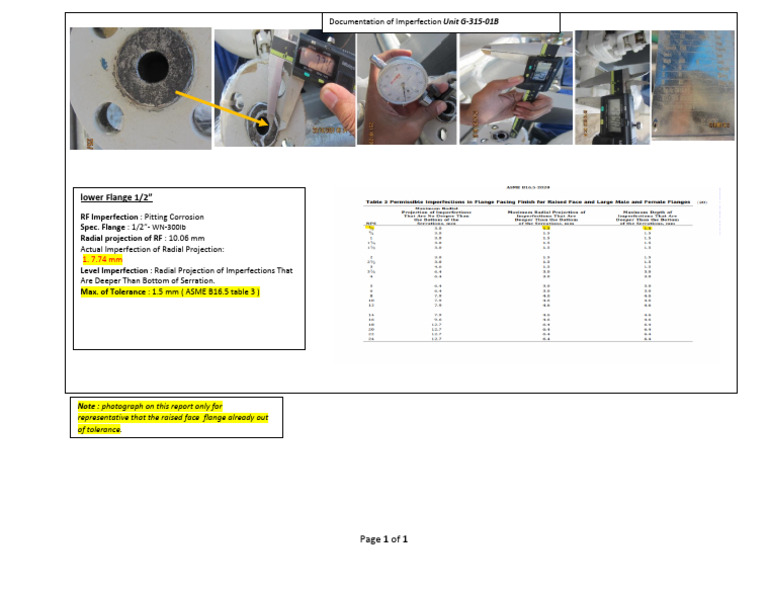 Report of Inspection Flange For Unit G315-01B | PDF | Science ...