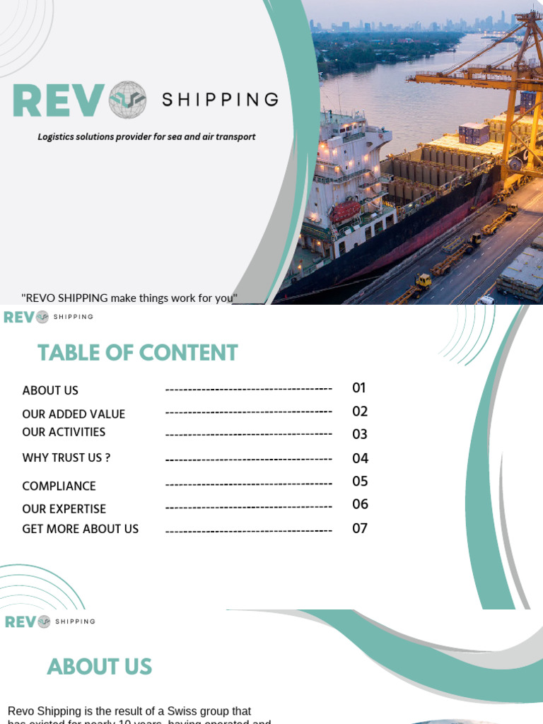 Revo Shipping: Comprehensive Logistics Solutions | PDF | Logistics | Cargo