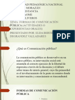 Tarea de Español, Formas de Comunicacion Publicas y Experiencia Oral y Publica