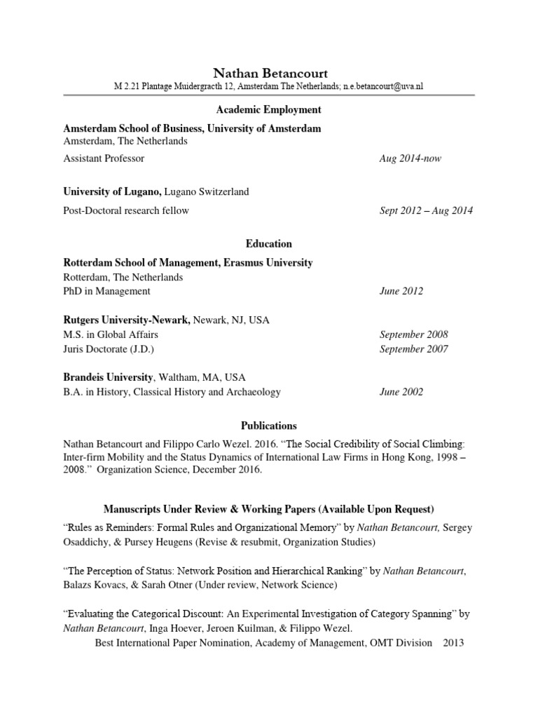 CV Example For Consulting Firms PDF