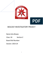 Biology Investigatory Project: Name:Isha Biswas Class: XII Section:C Board Roll Number: Session: 2023-24