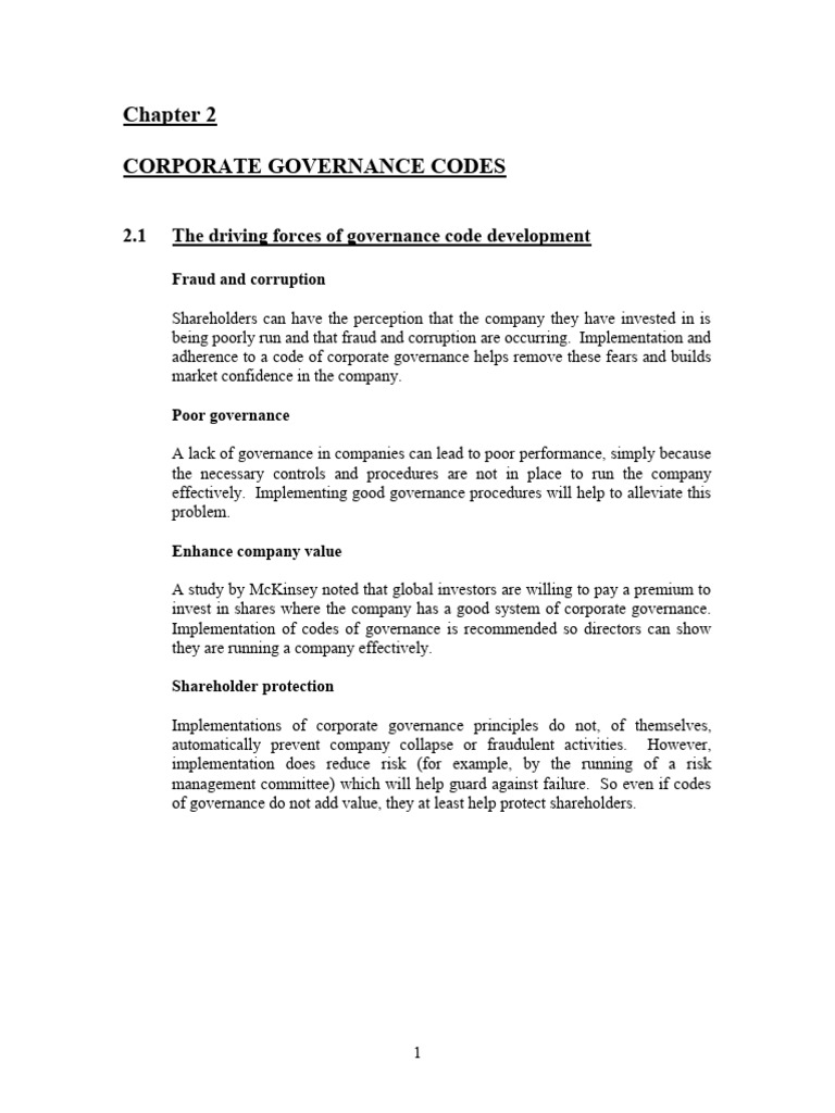 Corporate Governance Code Overview | PDF | Corporate Governance | Business