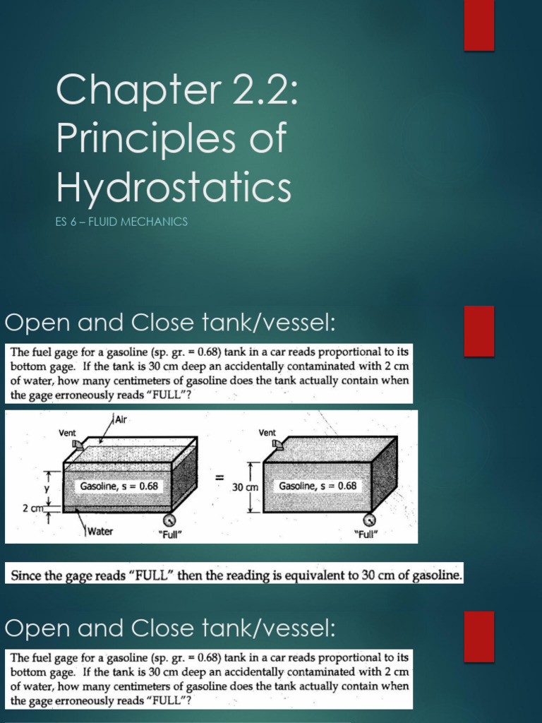 Chapter 2 Examples Manometer Piston Piezometer PDF