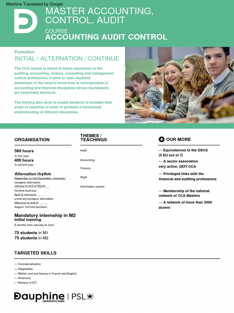 Master in Accounting and Audit CCA | PDF | Accounting | Business Economics