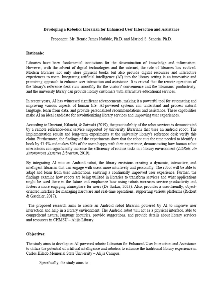 AI-Powered Robotics Librarian Development | PDF | Software Development ...