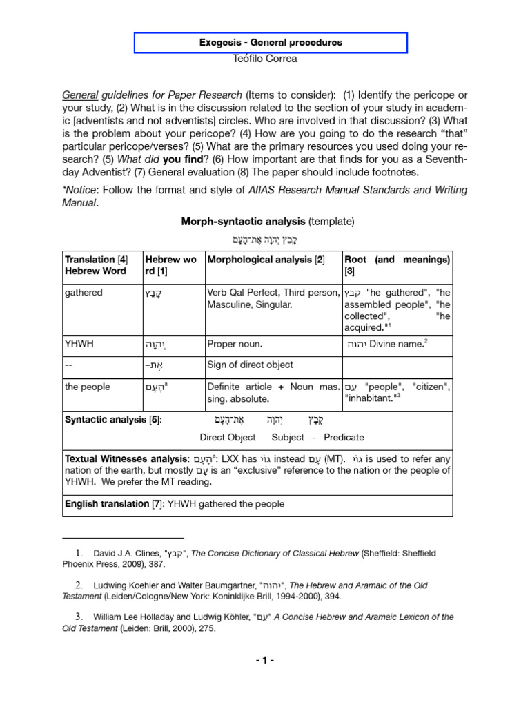 01 Paper Exegesis Guidelines | PDF | Word | Lexicon