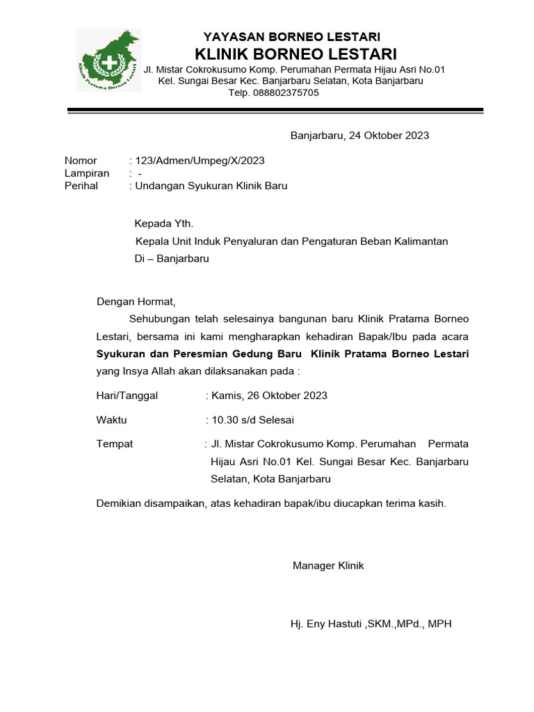 Undangan Syukuran Klinik Baru | PDF