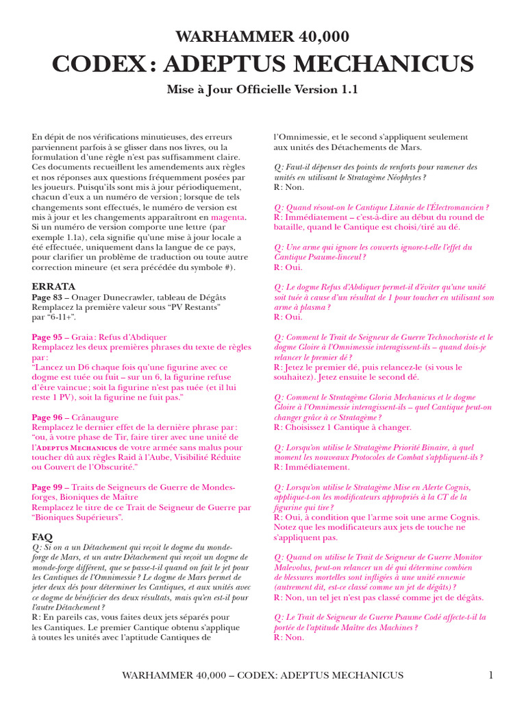 Codex Adeptus Mechanicus V1.1 PDF | PDF