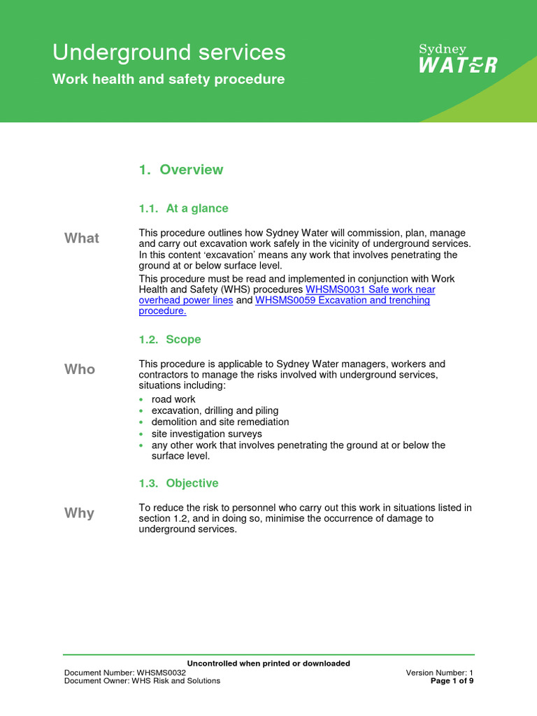 Underground Services Procedure | PDF | Risk | Occupational Safety And ...