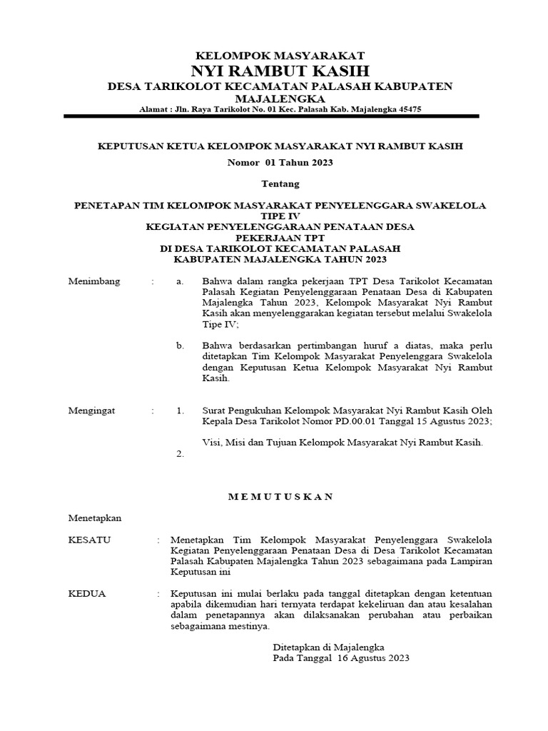 Format SK Tim | PDF