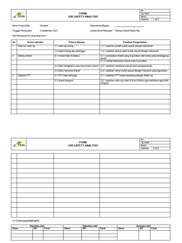 JSA Setting Radio Rig | PDF