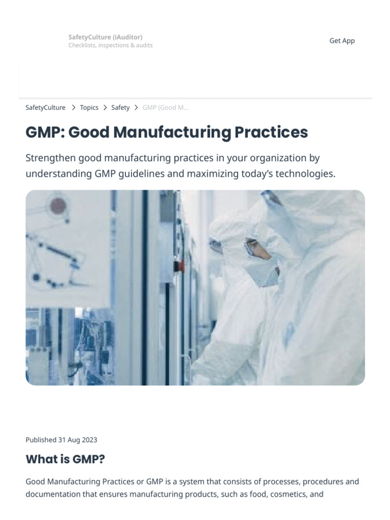 Understanding Good Manufacturing Practices | PDF | Risk Management ...