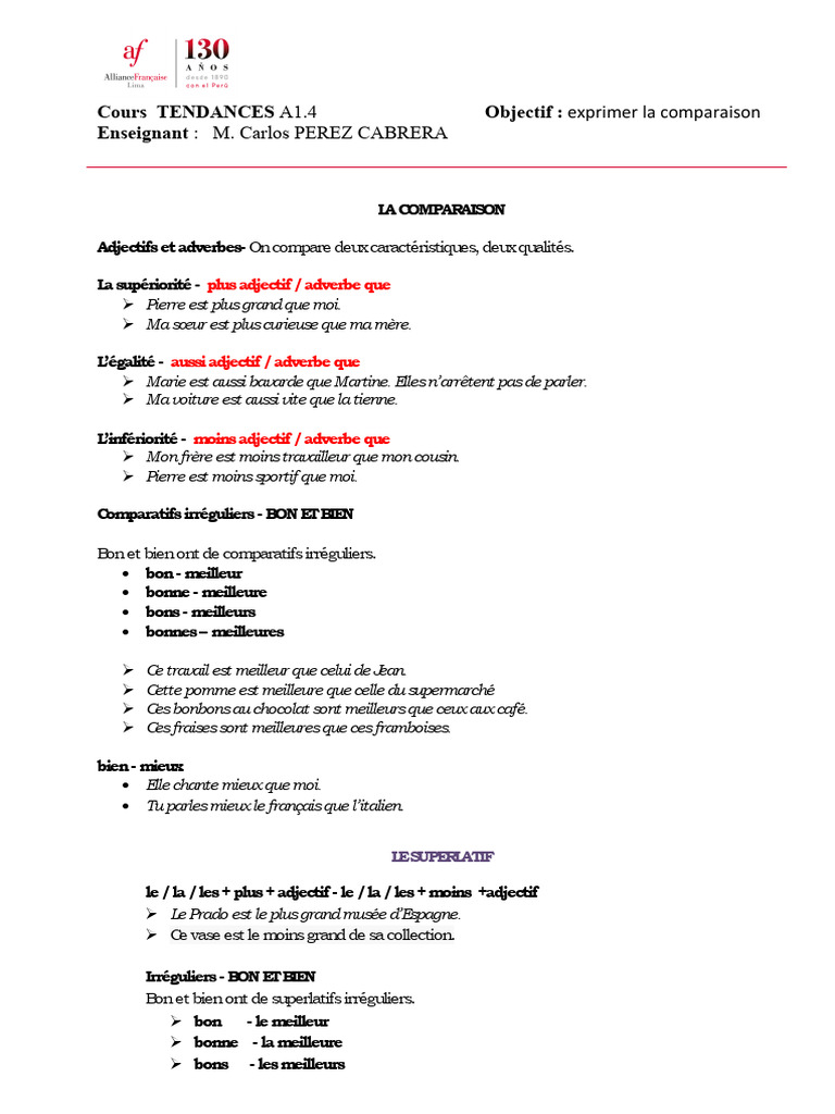 Exercices de Comparaison en Français | PDF | Arts du langage et discipline