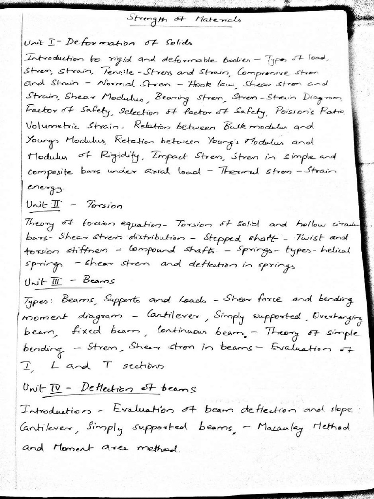 Strength of MaterialsHandwritten Notes PDF
