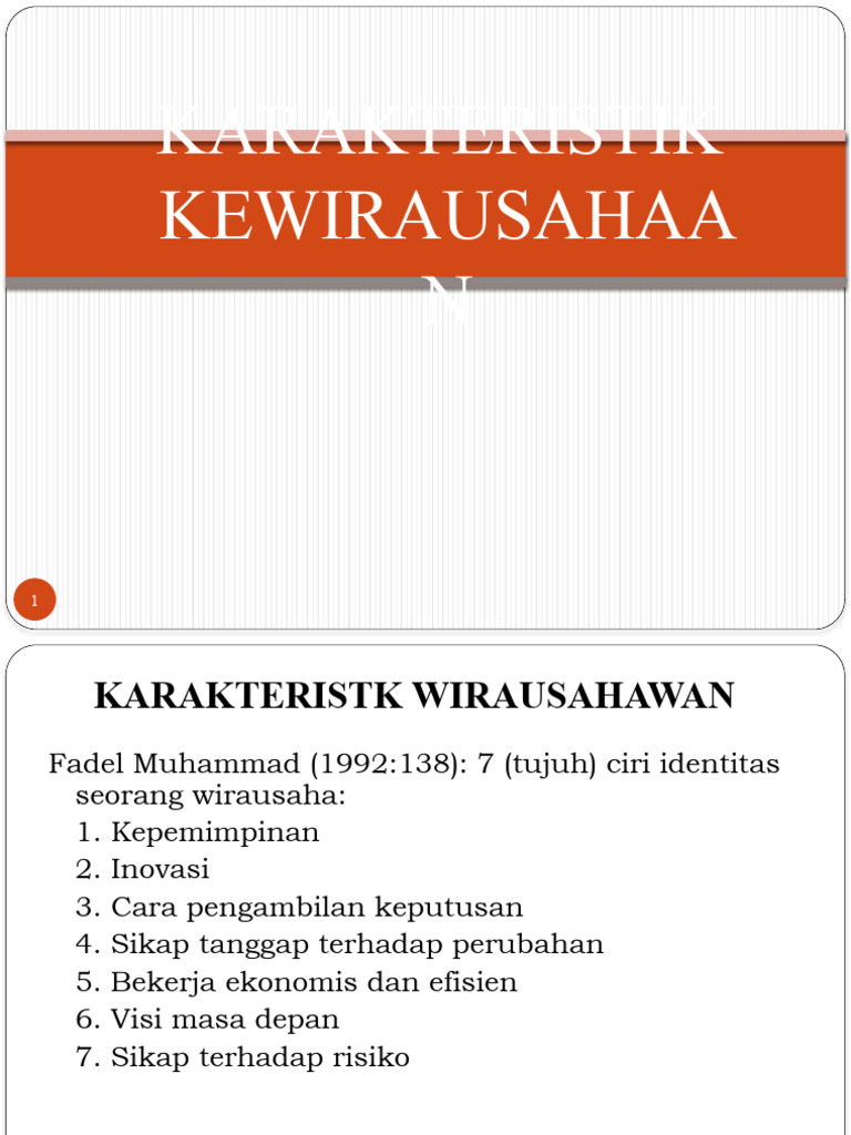Materi Karakteristik Kewirausahaan | PDF