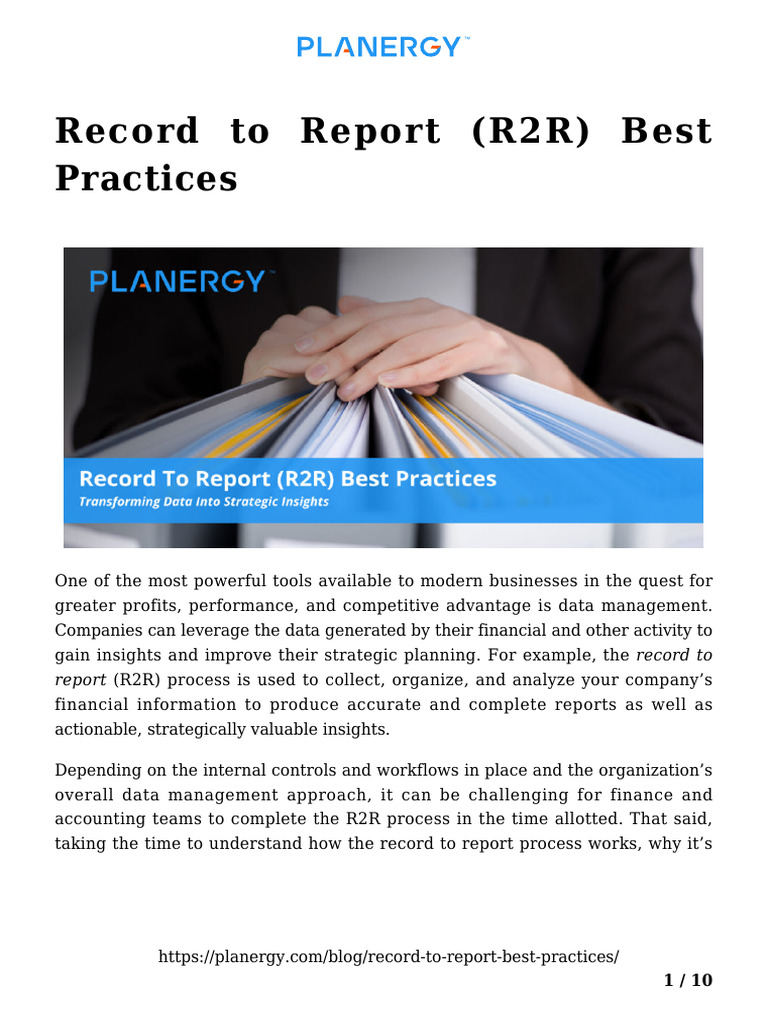Record To Report Best Practices PDF Enterprise Resource Planning