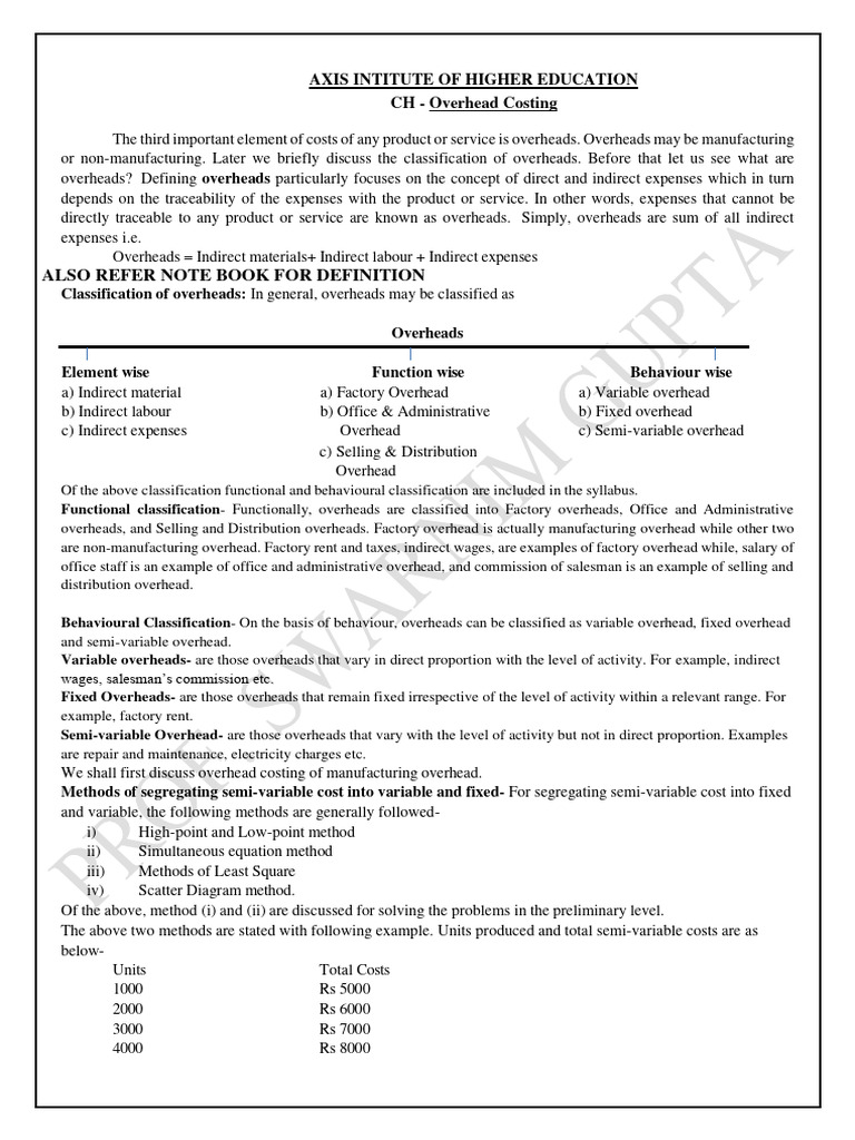 Overhead Costing PDF Cost Depreciation