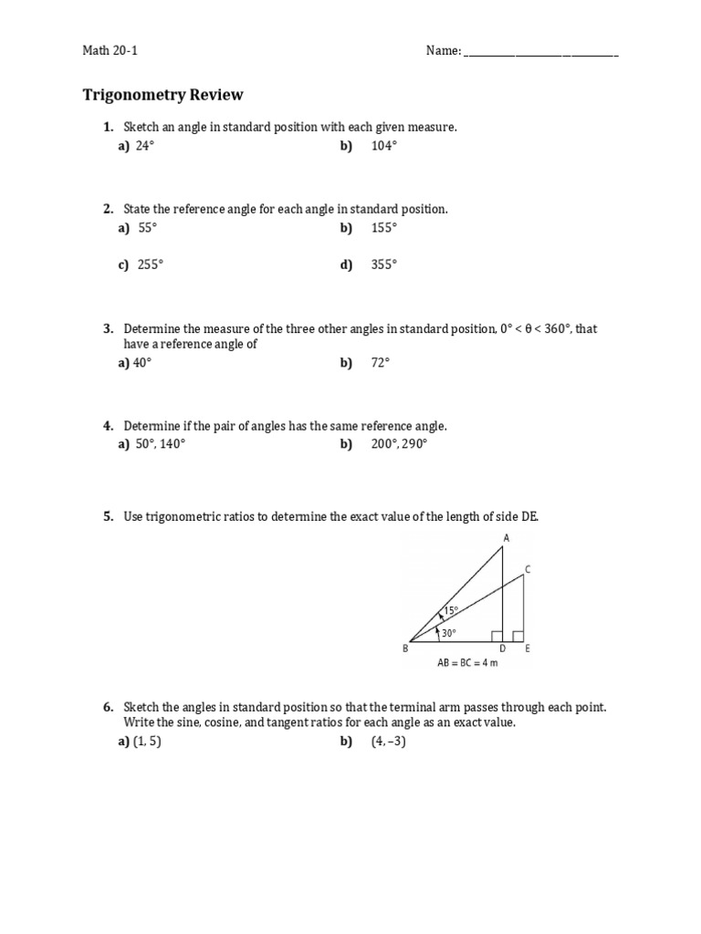 042 Trigonometry Review | PDF | Elementary Geometry | Trigonometry