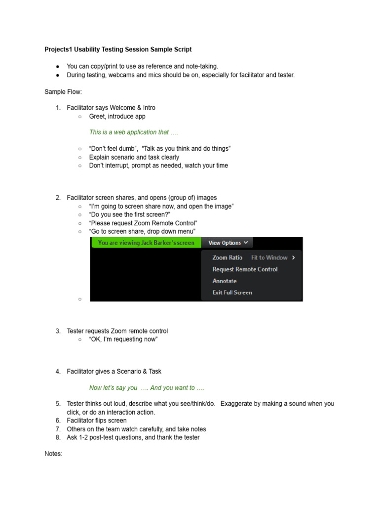 Projects1 Usability Testing Session Sample Script | PDF