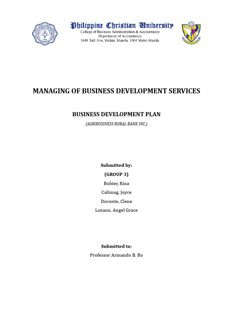 Agribusiness Rural Bank Development Plan | PDF | Goal | Banks