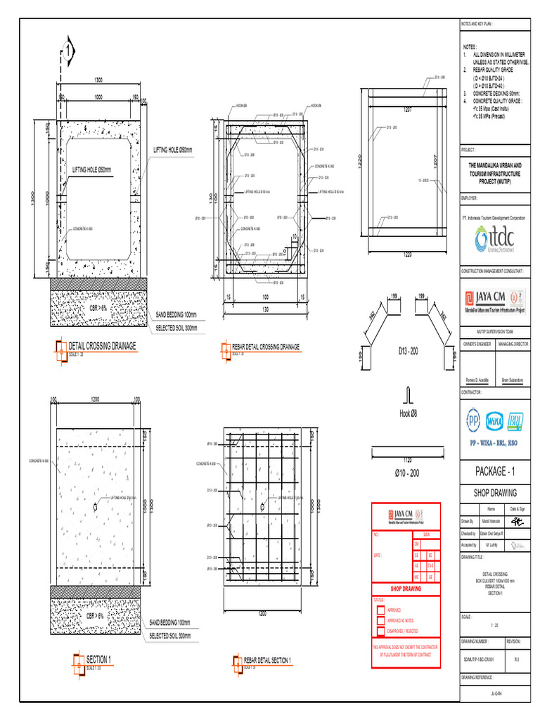 Box Culvert Detail Drawing 1000x1000 mm | PDF | Building Technology ...