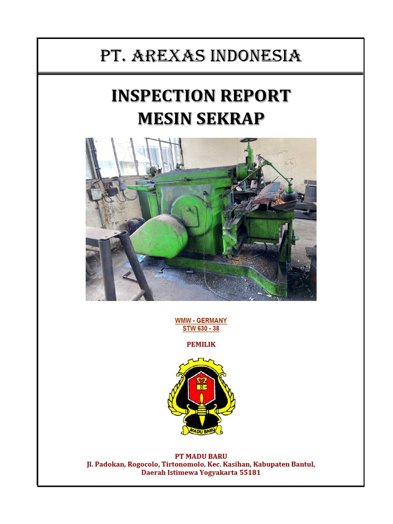 Laporan Inspeksi Mesin Sekrap STW 630 | PDF