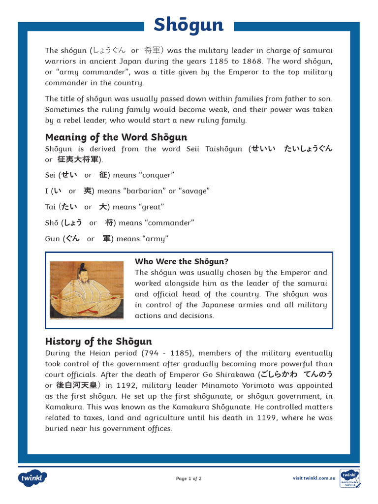 History and Role of the Shōgun in Japan | PDF