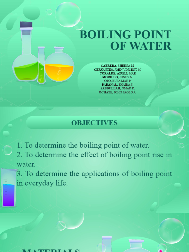 BOILING POINT OF WATER PPT Morillo PDF Distillation Water