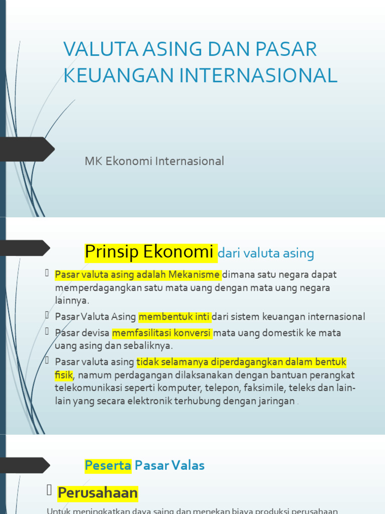 Pasar Valuta Asing dan Transaksinya | PDF