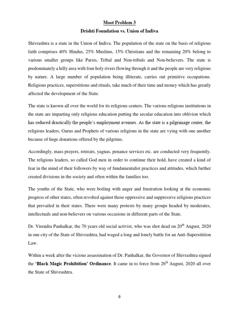 Revised Moot Problem Pdf Superstitions