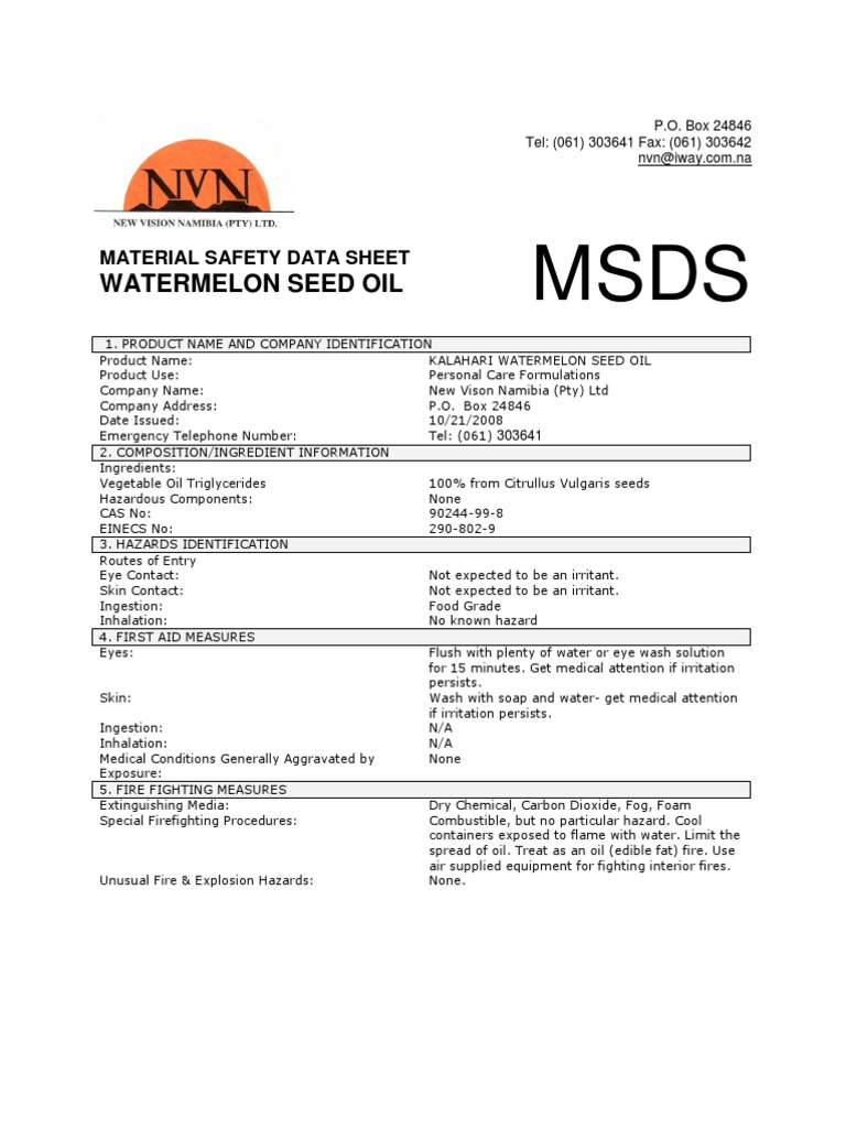 MSDS Chemical Substances Materials
