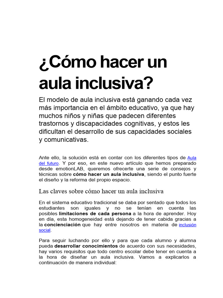 Articulo Aula Inclusiva | PDF | Salón de clases | Invalidez