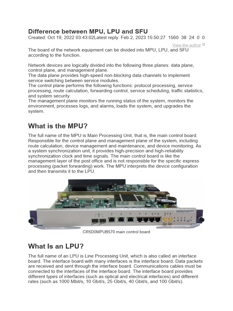 Difference Between MPU, SFU and LPU | Download Free PDF | Network ...