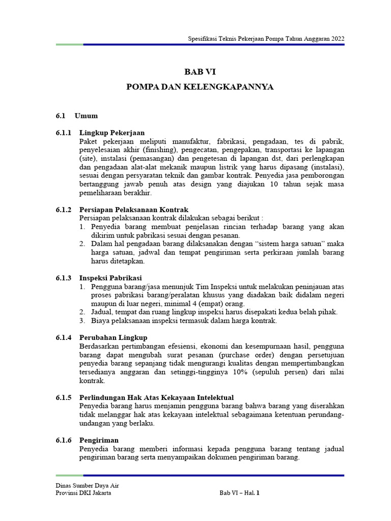 Bab Vi Pekerjaan Pompa Submersible Pump Pdf
