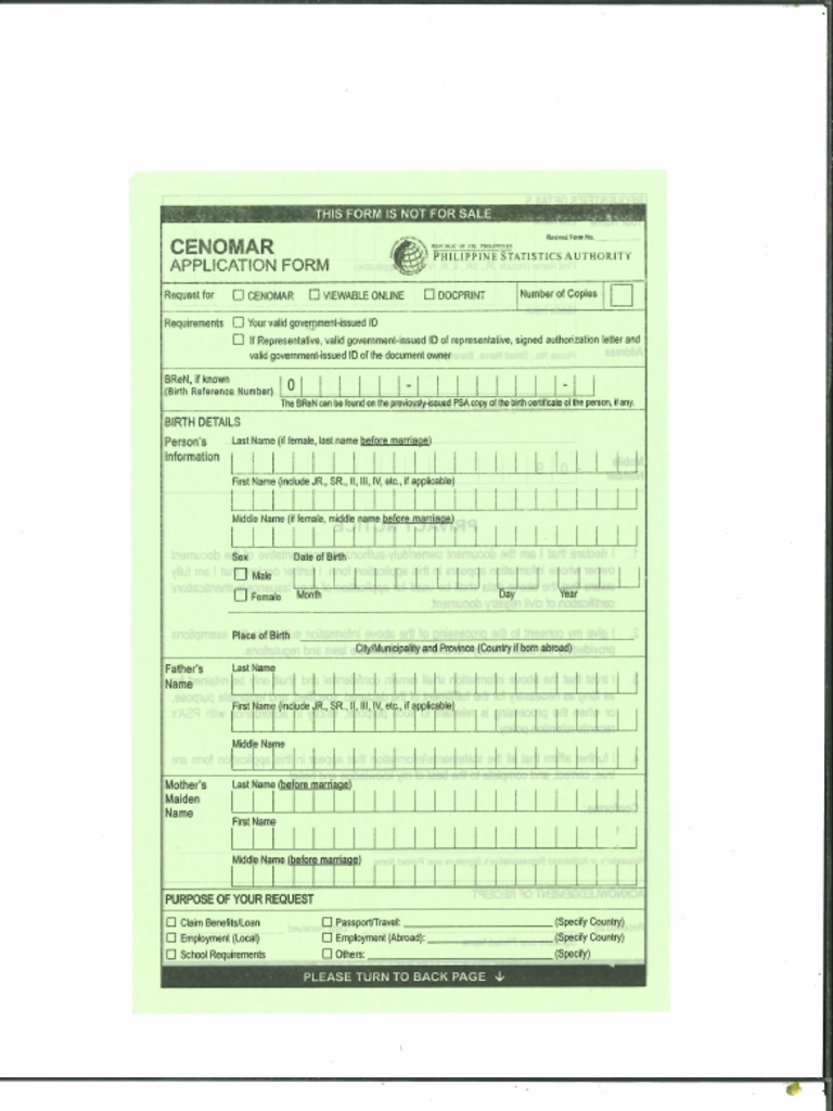 CENOMAR Application Form PDF