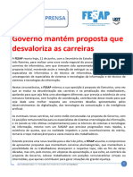 Nota de Imprensa - FESAP - Governo Mantem Proposta Que Desvaloriza As Carreiras de Informatica - 22 de Junho 2023