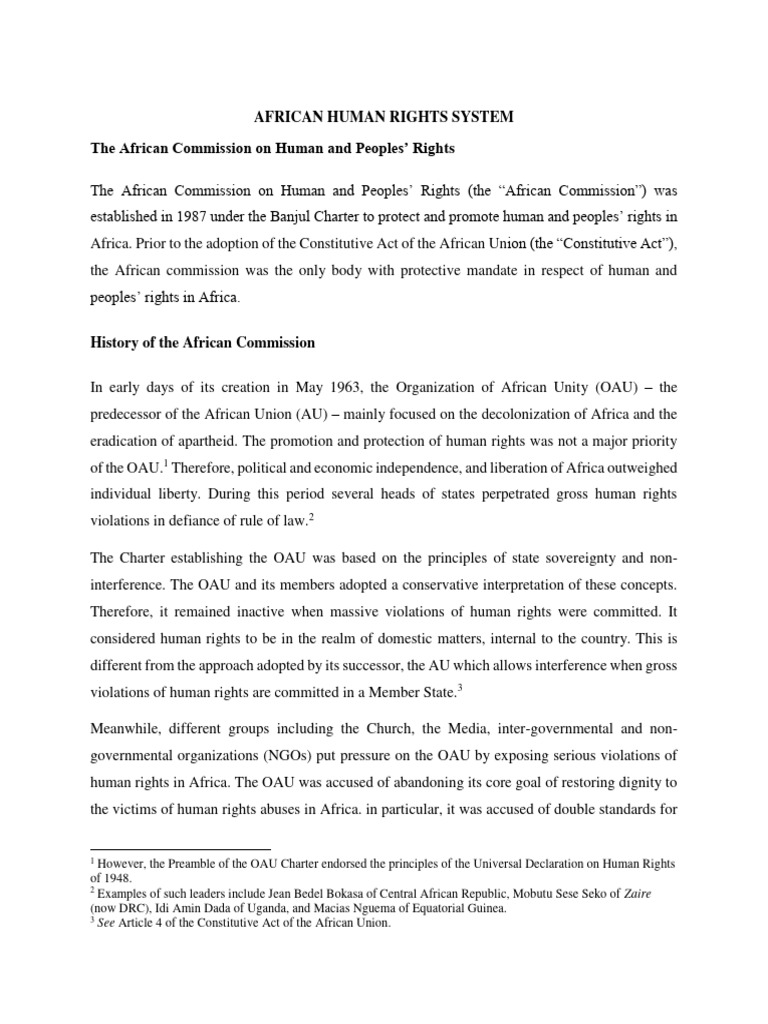 African Human Rights System | PDF | Human Rights | African Union