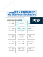 Adicion y Sustraccion de Numeros Decimales para Cuarto de Primaria