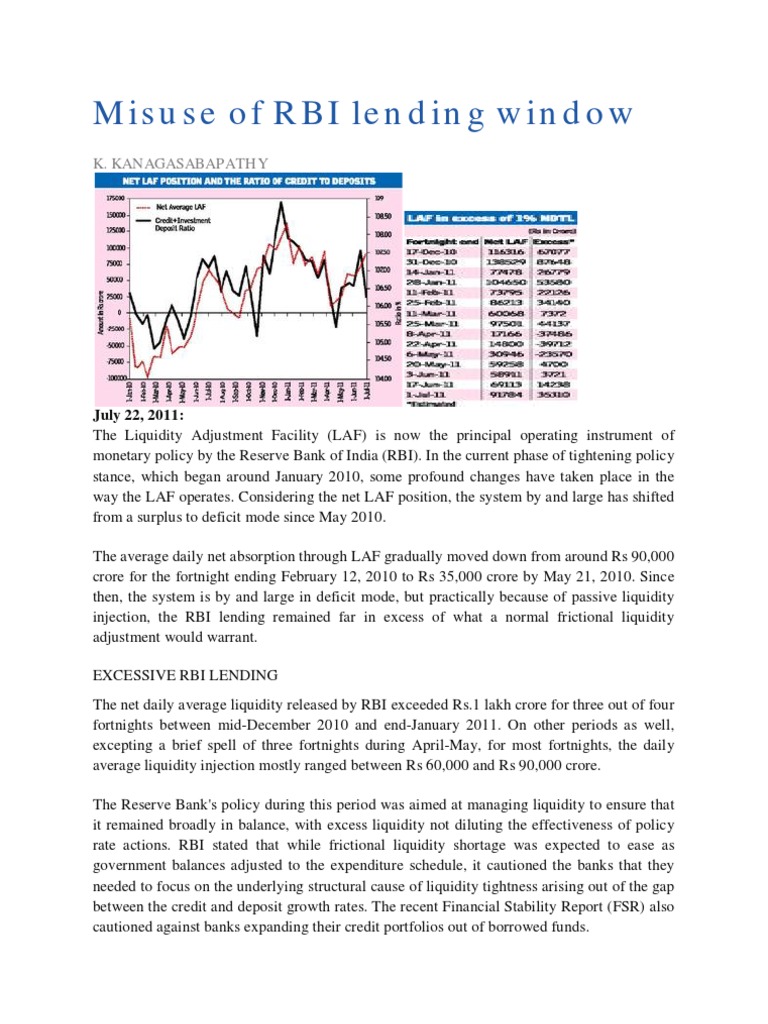Misuse of RBI Lending Rate | PDF | Reserve Bank Of India | Government ...