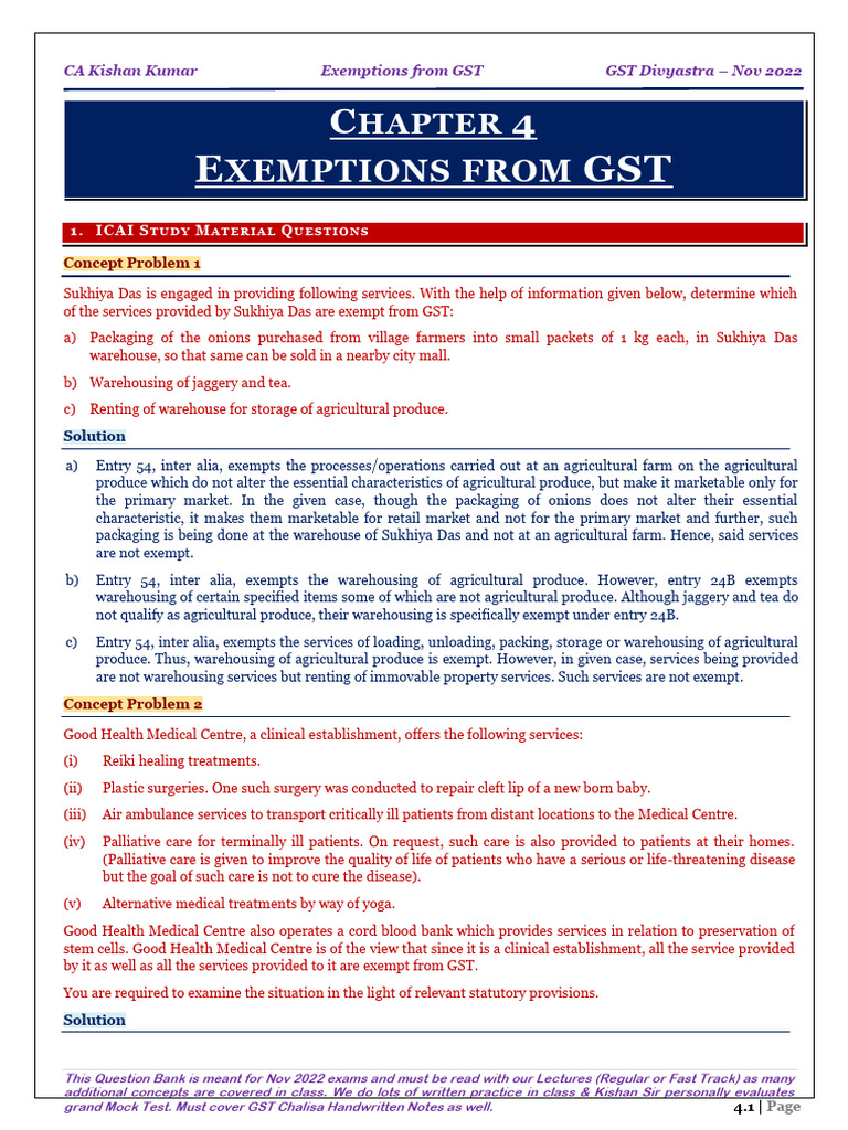 GST Exemptions Overview for Nov 2022 | PDF | Interest | Value Added Tax