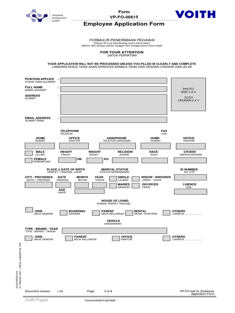 VP Application Form (New) | PDF