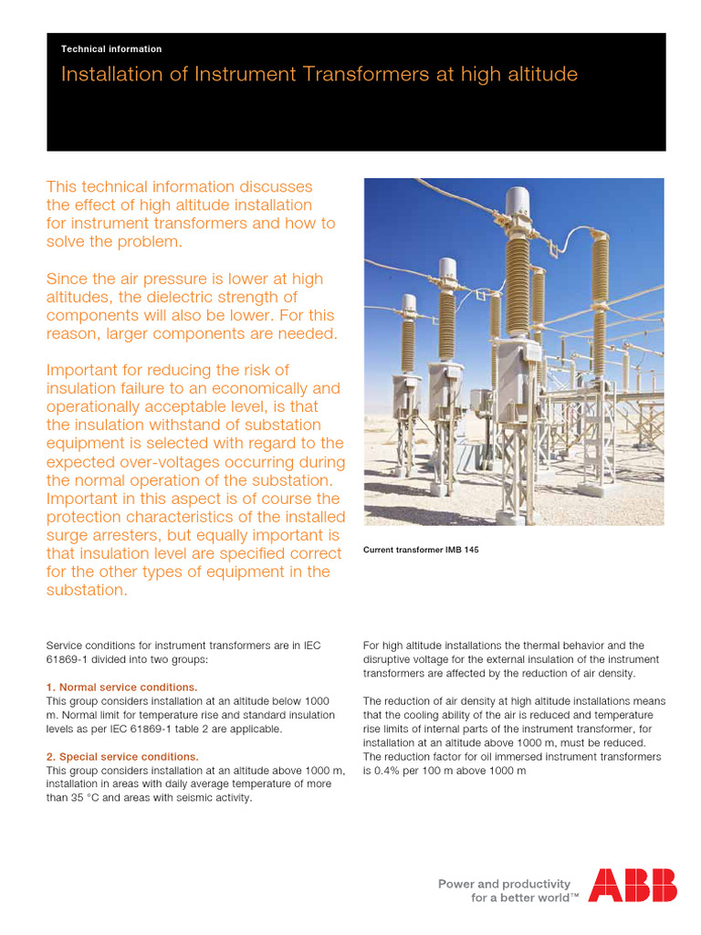 High Altitude Instrument Transformer Guide | PDF | Transformer ...