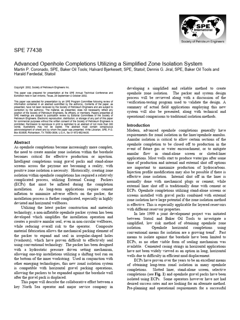 SPE 77438 (MPas For Zonal Isolation) | PDF