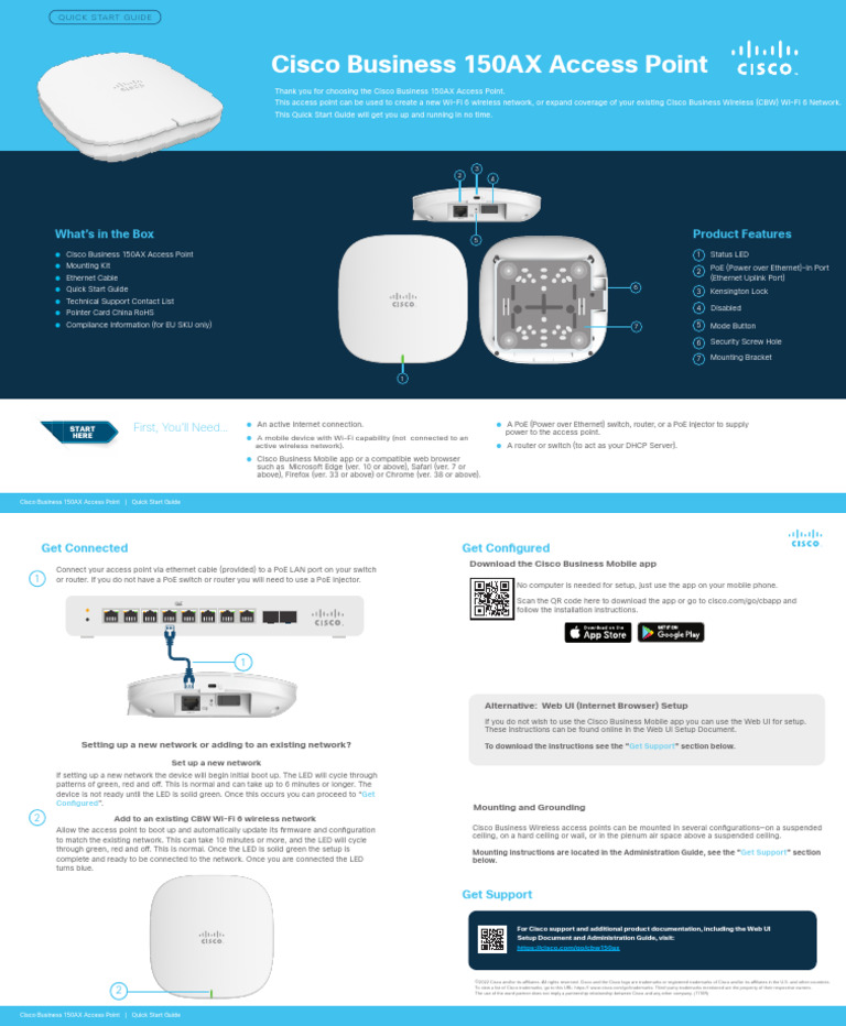 Cisco Business 150AX Access Point Quick Start Guide PDF Wireless