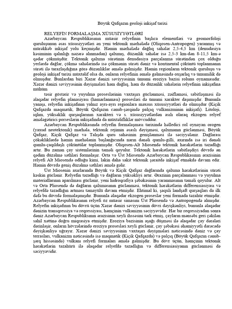 Böyük Qafqazın geoloji inkişaf tarixi | PDF