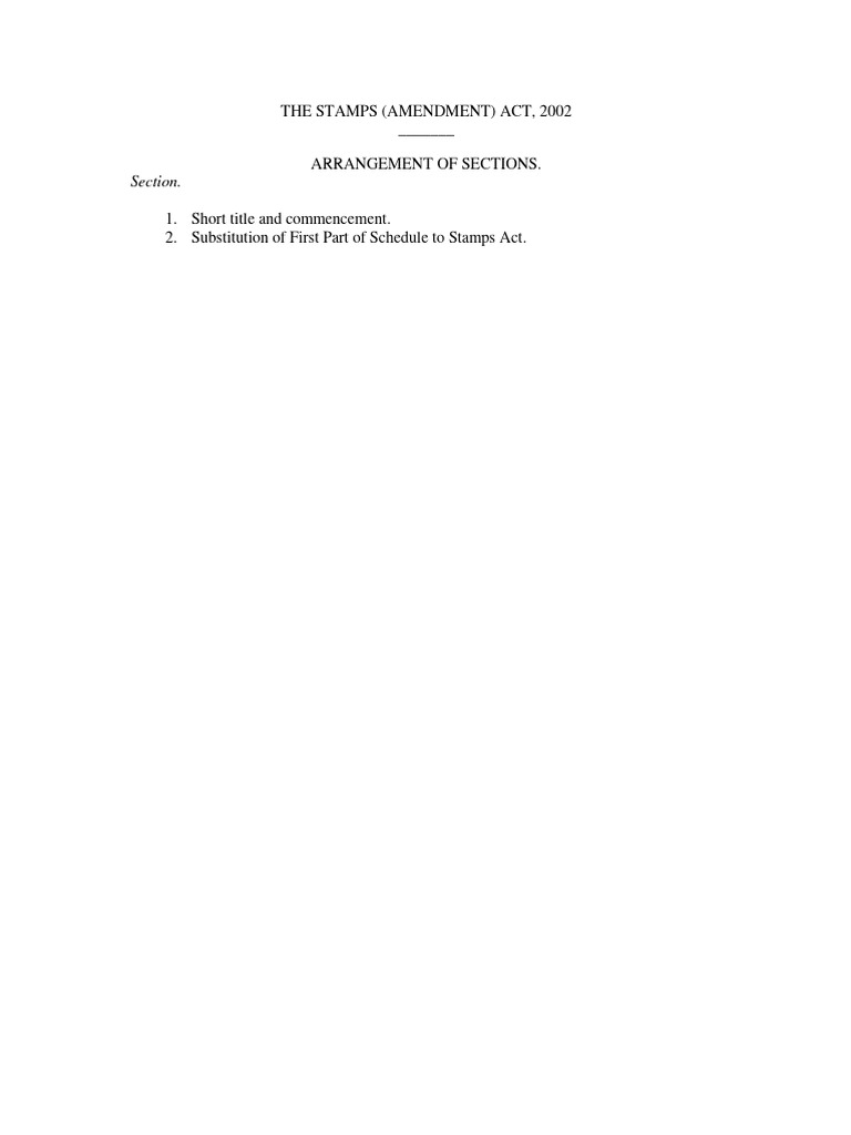 Stamps Amendment Act 2002 PDF Mortgage Law Debenture