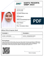 Kartu Peserta SNBP 2023: 423321286 Liliyani Fahra Diva 0059029872 Smks Muhammadiyah 8 Kota Medan Prov. Sumatera Utara